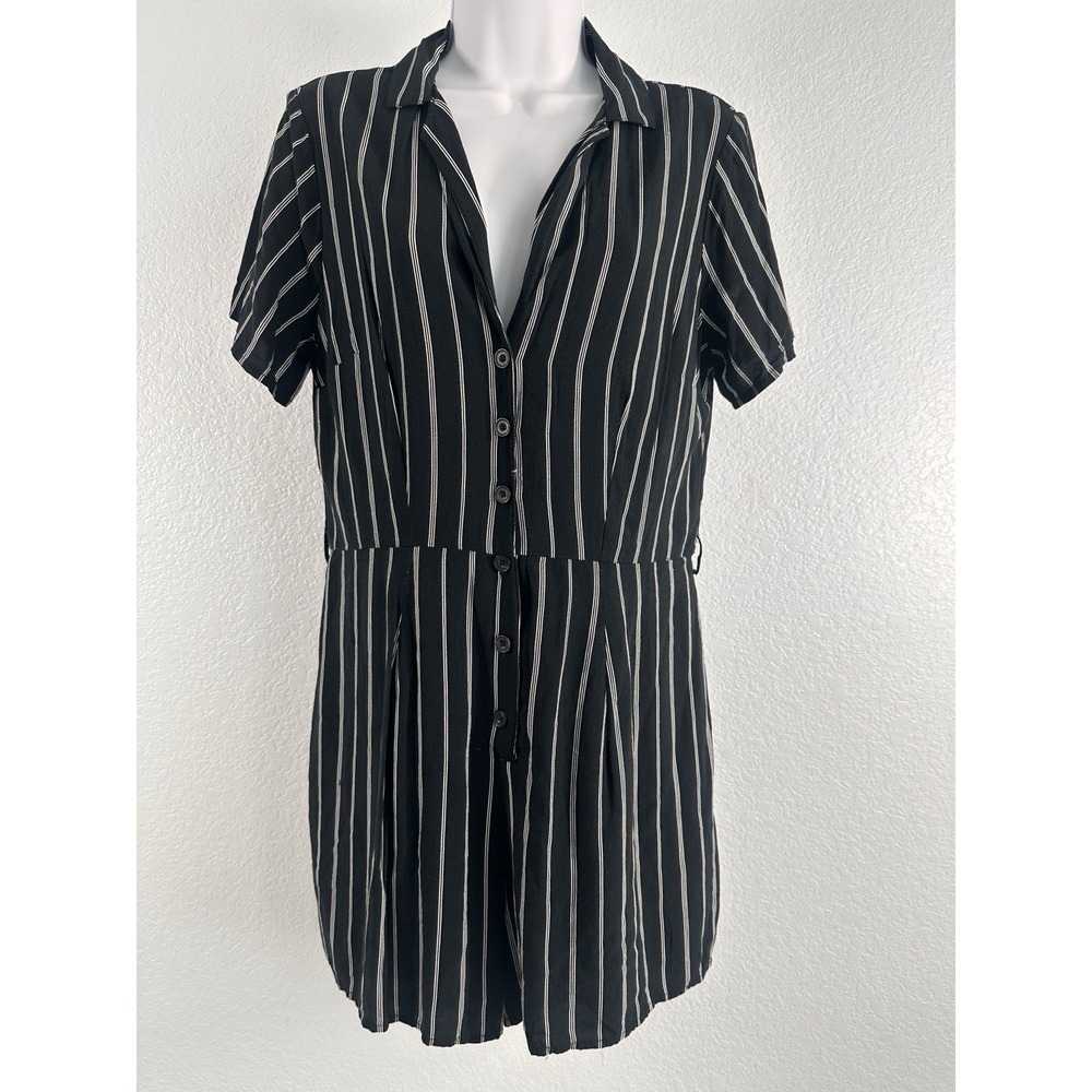 Abercrombie & Fitch Black Striped Shorts Romper, Sz:  M Preppy Summer